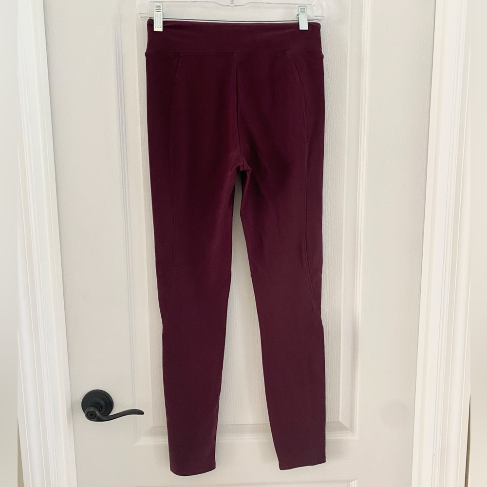 SPANX Wine Micro Ribbed High Rise Leggings Small Compression Shaping - Picture 2 of 7